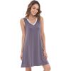 GYS Womens Bamboo-Derived Viscose Nightgowns Soft Sleeveless V Neck Nightdress Lightweight Sleep Shirt S-4XP(A- Dark Grey Silver)
