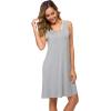 GYS Womens Bamboo-Derived Viscose Nightgowns Soft Sleeveless V Neck Nightdress Lightweight Sleep Shirt S-4XP(A- Heather Grey)