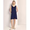 GYS Womens Bamboo-Derived Viscose Nightgowns Soft Sleeveless V Neck Nightdress Lightweight Sleep Shirt S-4XP(A- Navy Blue)