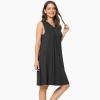 GYS Womens Bamboo-Derived Viscose Nightgowns Soft Sleeveless V Neck Nightdress Lightweight Sleep Shirt S-4XP(C- Black)