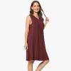 GYS Womens Bamboo-Derived Viscose Nightgowns Soft Sleeveless V Neck Nightdress Lightweight Sleep Shirt S-4XP(C- Ficus Red)