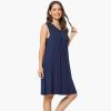 GYS Womens Bamboo-Derived Viscose Nightgowns Soft Sleeveless V Neck Nightdress Lightweight Sleep Shirt S-4XP(C- Navy)