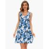 GYS Womens Bamboo-Derived Viscose Nightgowns Soft Sleeveless V Neck Nightdress Lightweight Sleep Shirt S-4XP(D- Blue Plant)