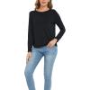 GYS Womens Long Sleeve Tops Soft Bamboo Viscose Pajama Tops(B- Black)