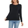 GYS Womens Long Sleeve Tops Soft Bamboo Viscose Pajama Tops(B- Black)
