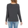 GYS Womens Long Sleeve Tops Soft Bamboo Viscose Pajama Tops(B- Charcoal)