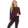 GYS Womens Long Sleeve Tops Soft Bamboo Viscose Pajama Tops(B- Ficus Red)