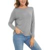 GYS Womens Long Sleeve Tops Soft Bamboo Viscose Pajama Tops(B- Heather Grey)