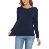GYS Womens Long Sleeve Tops Soft Bamboo Viscose Pajama Tops(B- Navy)