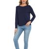 GYS Womens Long Sleeve Tops Soft Bamboo Viscose Pajama Tops(B- Navy)