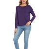 GYS Womens Long Sleeve Tops Soft Bamboo Viscose Pajama Tops(B- Purple)