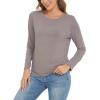 GYS Womens Long Sleeve Tops Soft Bamboo Viscose Pajama Tops(B- Taupe)