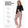 GYS Women’s Pajama Sets Bamboo Viscose Long Sleeve Sleepwear with Pants Soft Pjs Lounge Set Ladies Loungewear(Black Flowers/Straight-leg)