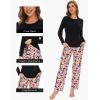 GYS Women’s Pajama Sets Bamboo Viscose Long Sleeve Sleepwear with Pants Soft Pjs Lounge Set Ladies Loungewear(Black Flowers/Straight-leg)