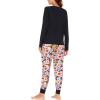 GYS Women’s Pajama Sets Bamboo Viscose Long Sleeve Sleepwear with Pants Soft Pjs Lounge Set Ladies Loungewear(Black Flowers/Tapered-leg)