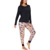 GYS Women’s Pajama Sets Bamboo Viscose Long Sleeve Sleepwear with Pants Soft Pjs Lounge Set Ladies Loungewear(Black Flowers/Tapered-leg)