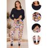 GYS Women’s Pajama Sets Bamboo Viscose Long Sleeve Sleepwear with Pants Soft Pjs Lounge Set Ladies Loungewear(Black Flowers/Tapered-leg)