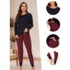 GYS Women’s Pajama Sets Bamboo Viscose Long Sleeve Sleepwear with Pants Soft Pjs Lounge Set Ladies Loungewear(Black Red Plaid/Tapered-leg)