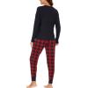 GYS Women’s Pajama Sets Bamboo Viscose Long Sleeve Sleepwear with Pants Soft Pjs Lounge Set Ladies Loungewear(Black Red Plaid/Tapered-leg)