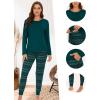 GYS Women’s Pajama Sets Bamboo Viscose Long Sleeve Sleepwear with Pants Soft Pjs Lounge Set Ladies Loungewear(Green Plaid/Tapered-leg)