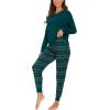 GYS Women’s Pajama Sets Bamboo Viscose Long Sleeve Sleepwear with Pants Soft Pjs Lounge Set Ladies Loungewear(Green Plaid/Tapered-leg)