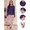 GYS Women’s Pajama Sets Bamboo Viscose Long Sleeve Sleepwear with Pants Soft Pjs Lounge Set Ladies Loungewear(Purple Flowers/Tapered-leg)