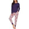GYS Women’s Pajama Sets Bamboo Viscose Long Sleeve Sleepwear with Pants Soft Pjs Lounge Set Ladies Loungewear(Purple Flowers/Tapered-leg)