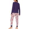 GYS Women’s Pajama Sets Bamboo Viscose Long Sleeve Sleepwear with Pants Soft Pjs Lounge Set Ladies Loungewear(Purple Flowers/Tapered-leg)