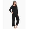 GYS Women’s Pajama Sets Long Sleeve Sleepwear Comfy 2 Piece Ladies Pj Sleep Set, Viscose Made from Bamboo(A- Black)