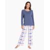 GYS Women’s Pajama Sets Long Sleeve Sleepwear Comfy 2 Piece Ladies Pj Sleep Set, Viscose Made from Bamboo(A- Blue Plaid)