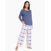 GYS Women’s Pajama Sets Long Sleeve Sleepwear Comfy 2 Piece Ladies Pj Sleep Set, Viscose Made from Bamboo(A- Blue Plaid)