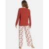GYS Women’s Pajama Sets Long Sleeve Sleepwear Comfy 2 Piece Ladies Pj Sleep Set, Viscose Made from Bamboo(A- Brick Red)