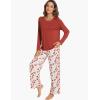 GYS Women’s Pajama Sets Long Sleeve Sleepwear Comfy 2 Piece Ladies Pj Sleep Set, Viscose Made from Bamboo(A- Brick Red)