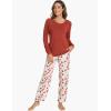 GYS Women’s Pajama Sets Long Sleeve Sleepwear Comfy 2 Piece Ladies Pj Sleep Set, Viscose Made from Bamboo(A- Brick Red)