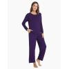 GYS Women’s Pajama Sets Long Sleeve Sleepwear Comfy 2 Piece Ladies Pj Sleep Set, Viscose Made from Bamboo(A- Deep Purple)