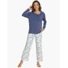 GYS Women’s Pajama Sets Long Sleeve Sleepwear Comfy 2 Piece Ladies Pj Sleep Set, Viscose Made from Bamboo(A- Indigo Blue)