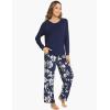 GYS Women’s Pajama Sets Long Sleeve Sleepwear Comfy 2 Piece Ladies Pj Sleep Set, Viscose Made from Bamboo(A- Navy)