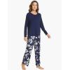 GYS Women’s Pajama Sets Long Sleeve Sleepwear Comfy 2 Piece Ladies Pj Sleep Set, Viscose Made from Bamboo(A- Navy)
