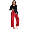 GYS Women’s Pajama Sets Long Sleeve Sleepwear Comfy 2 Piece Ladies Pj Sleep Set, Viscose Made from Bamboo(A- Red Plaid)