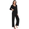 GYS Women’s Pajama Sets Long Sleeve Sleepwear Comfy 2 Piece Ladies Pj Sleep Set, Viscose Made from Bamboo(B- Black)