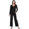 GYS Women’s Pajama Sets Long Sleeve Sleepwear Comfy 2 Piece Ladies Pj Sleep Set, Viscose Made from Bamboo(B- Black)