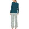 GYS Women’s Pajama Sets Long Sleeve Sleepwear Comfy 2 Piece Ladies Pj Sleep Set, Viscose Made from Bamboo(B- Green/ Leopard)