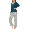 GYS Women’s Pajama Sets Long Sleeve Sleepwear Comfy 2 Piece Ladies Pj Sleep Set, Viscose Made from Bamboo(B- Green/ Leopard)