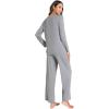 GYS Women’s Pajama Sets Long Sleeve Sleepwear Comfy 2 Piece Ladies Pj Sleep Set, Viscose Made from Bamboo(B- Heather Grey)