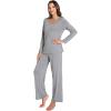 GYS Women’s Pajama Sets Long Sleeve Sleepwear Comfy 2 Piece Ladies Pj Sleep Set, Viscose Made from Bamboo(B- Heather Grey)