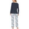 GYS Women’s Pajama Sets Long Sleeve Sleepwear Comfy 2 Piece Ladies Pj Sleep Set, Viscose Made from Bamboo(B- Midnight Blue/ Feather)