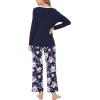 GYS Women’s Pajama Sets Long Sleeve Sleepwear Comfy 2 Piece Ladies Pj Sleep Set, Viscose Made from Bamboo(B- Navy/ Peony)