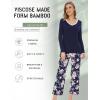 GYS Women’s Pajama Sets Long Sleeve Sleepwear Comfy 2 Piece Ladies Pj Sleep Set, Viscose Made from Bamboo(B- Navy/ Peony)