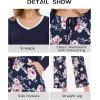 GYS Women’s Pajama Sets Long Sleeve Sleepwear Comfy 2 Piece Ladies Pj Sleep Set, Viscose Made from Bamboo(B- Navy/ Peony)