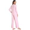 GYS Women’s Pajama Sets Long Sleeve Sleepwear Comfy 2 Piece Ladies Pj Sleep Set, Viscose Made from Bamboo(B- Pink)